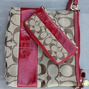 Coach Red and Cream Shoulder Bags